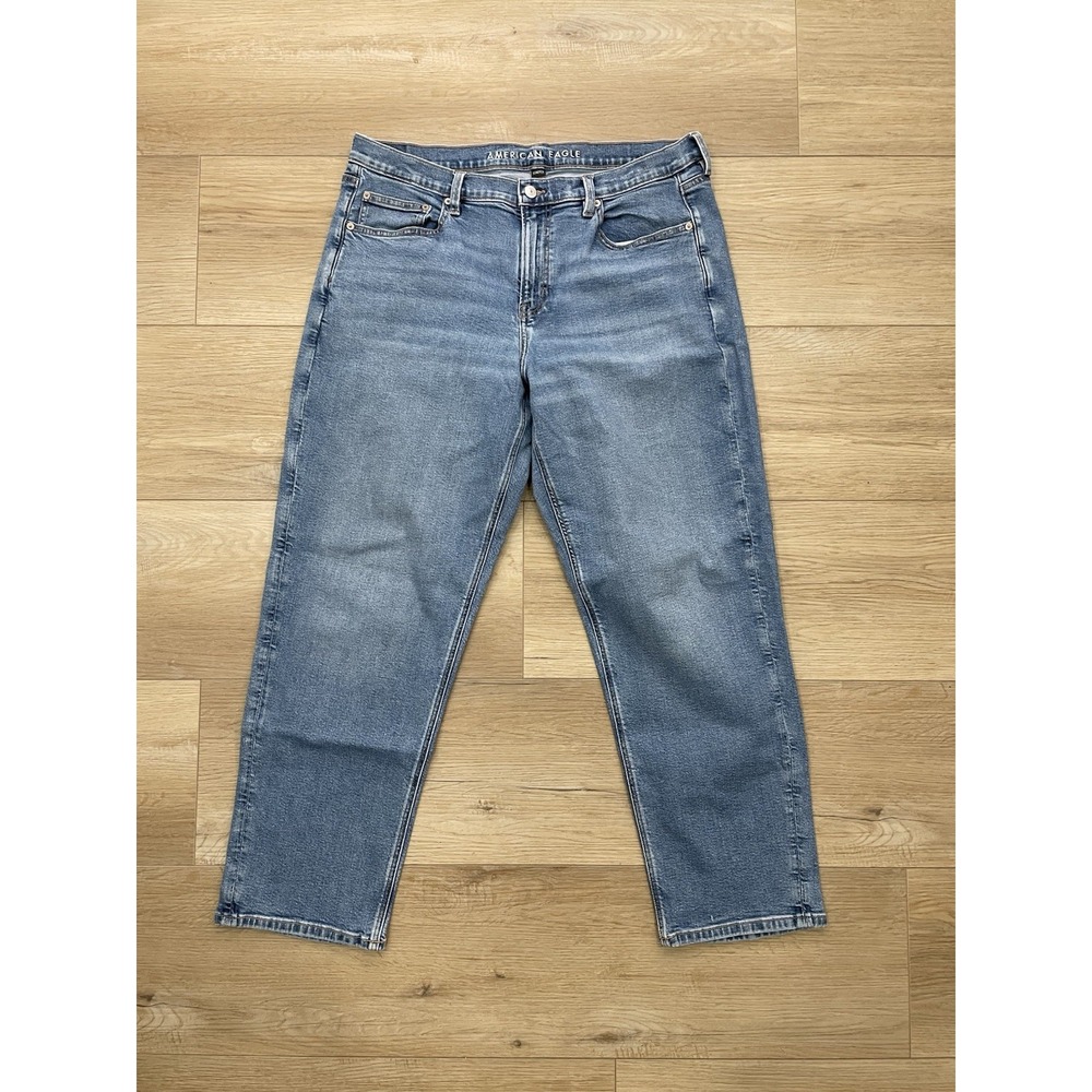 American Eagle 90s Straight Jeans Womens Size 16 Regular Blue Stretch Denim